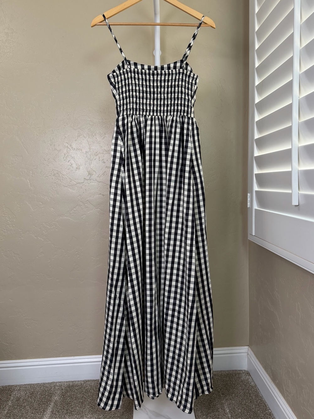 Commense Gingham Cotton Blend Cutout Cami Maxi Dress Black White XS NWT - Picture 8 of 12